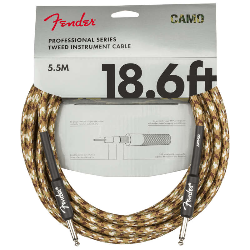 Fender Professional Series Instrument Cable - Desert Camo - 18.6' (5.5m)
