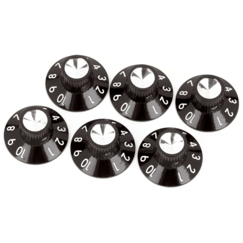 Fender Black/Silver Skirted Amplifier Knobs - (Set of 6)