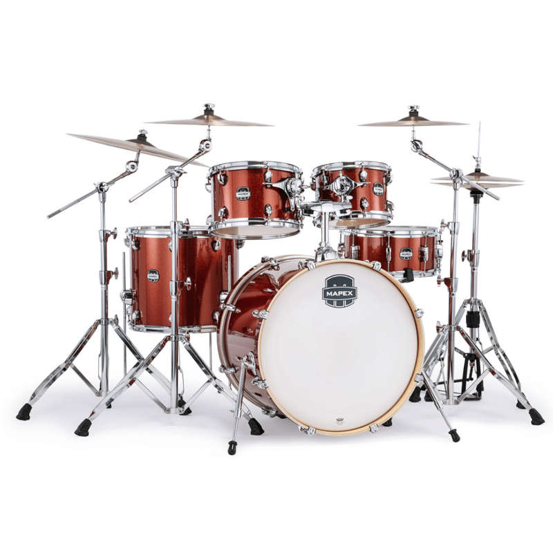 Mapex Mars Birch 5-Piece Rock Shell Pack (Excludes Hardware and Cymbals)  Blood Orange Sparkle