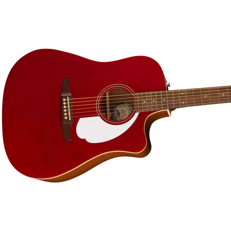 Fender Redondo Player Acoustic Guitar, Walnut Fingerboard, White Pickguard, Candy Apple Red