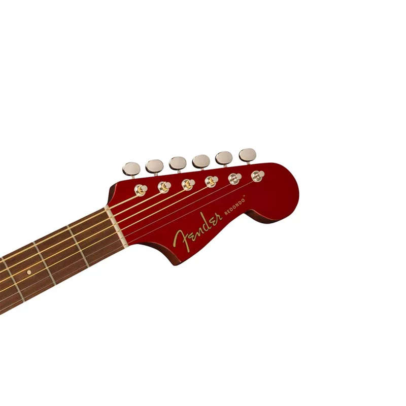 Fender Redondo Player Acoustic Guitar, Walnut Fingerboard, White Pickguard, Candy Apple Red