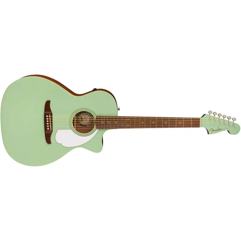Fender Newporter Player Acoustic Guitar, Walnut Fingerboard, White Pickguard, Surf Green