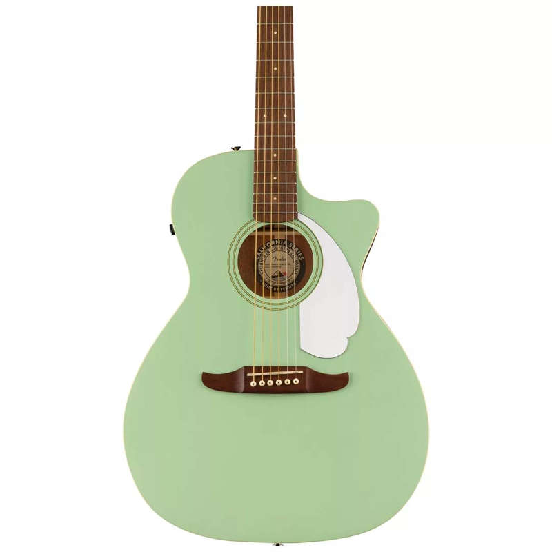 Fender Newporter Player Acoustic Guitar, Walnut Fingerboard, White Pickguard, Surf Green