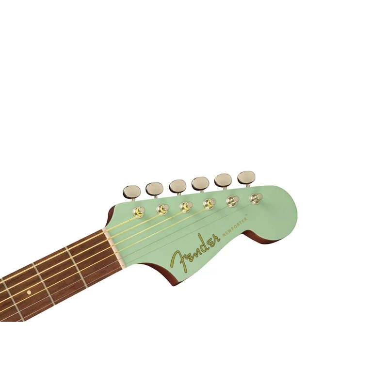 Fender Newporter Player Acoustic Guitar, Walnut Fingerboard, White Pickguard, Surf Green