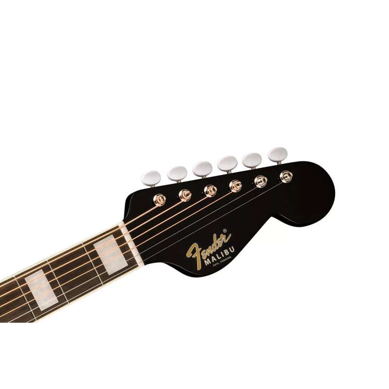 Fender Malibu Vintage Acoustic Guitar, Ovangkol Fingerboard, Gold Pickguard, Black