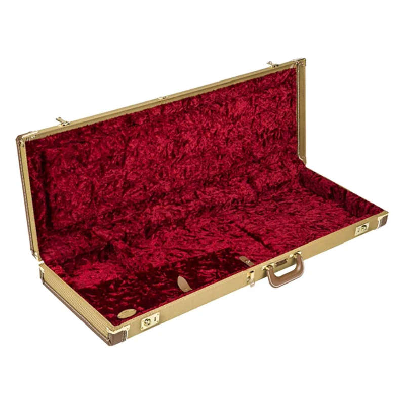 Fender G&G Deluxe Strat®/Tele® Hardshell Case, Tweed with Red Poodle Plush Interior