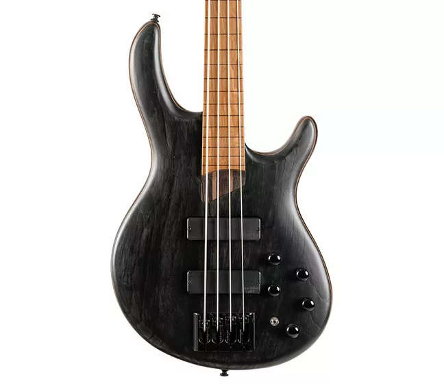 Cort B4 Element Fretless 4-String Bass  - Roasted Maple Frestboard - Open Pore Transparent Black