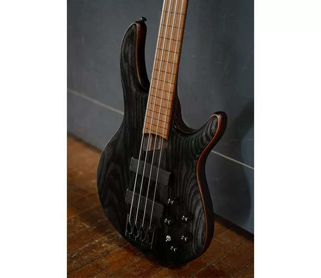 Cort B4 Element Fretless 4-String Bass  - Roasted Maple Frestboard - Open Pore Transparent Black