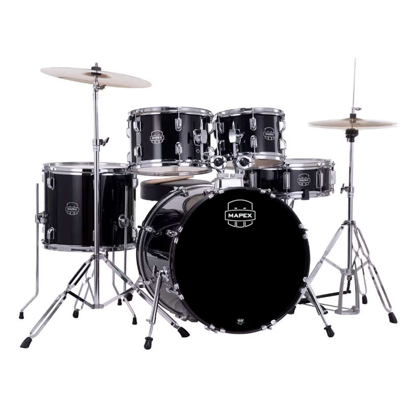 Mapex COMET Fusion Drum Kit - Dark Black (with 2 Cymbals & 4-Piece Hardware)