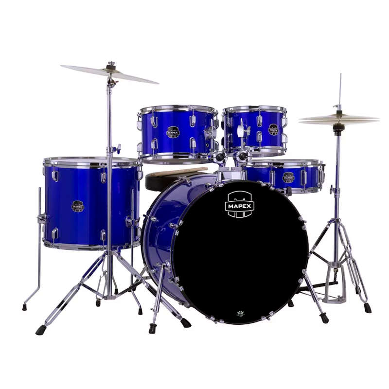 Mapex COMET Rock Drum Kit - Indigo Blue (with 2 Cymbals & 4-Piece Hardware)