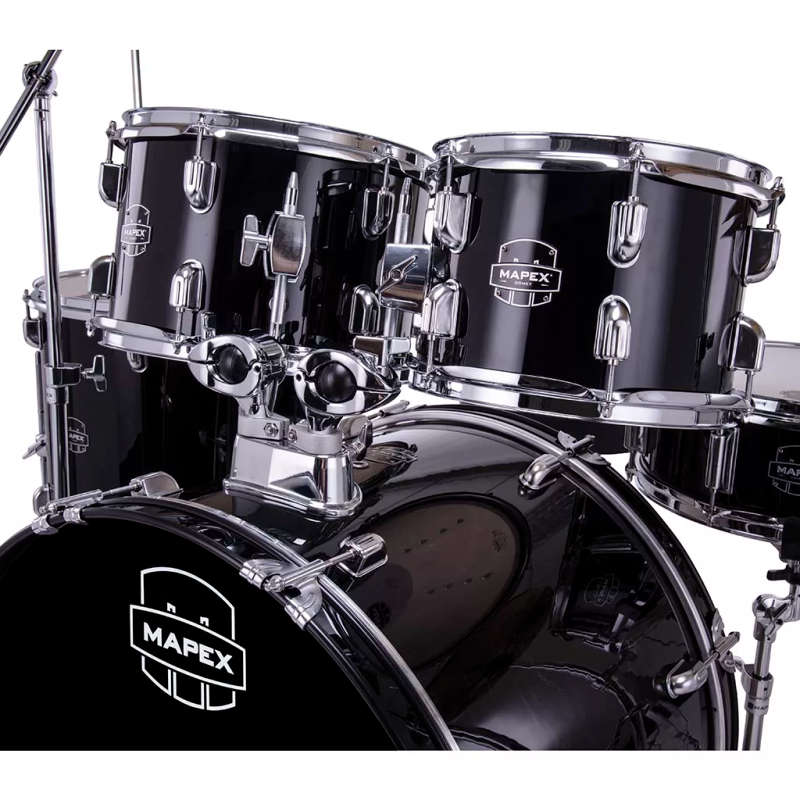 Mapex COMET Rock Drum Kit - Dark Black (with 3 Cymbals & 5-Piece Hardware)