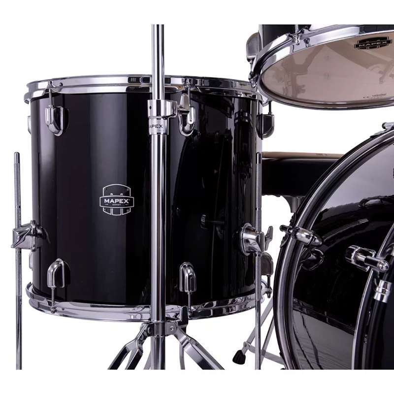 Mapex COMET Rock Drum Kit - Dark Black (with 3 Cymbals & 5-Piece Hardware)