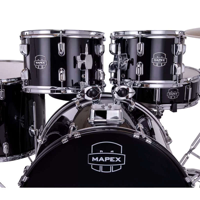 Mapex COMET Rock Drum Kit - Dark Black (with 3 Cymbals & 5-Piece Hardware)