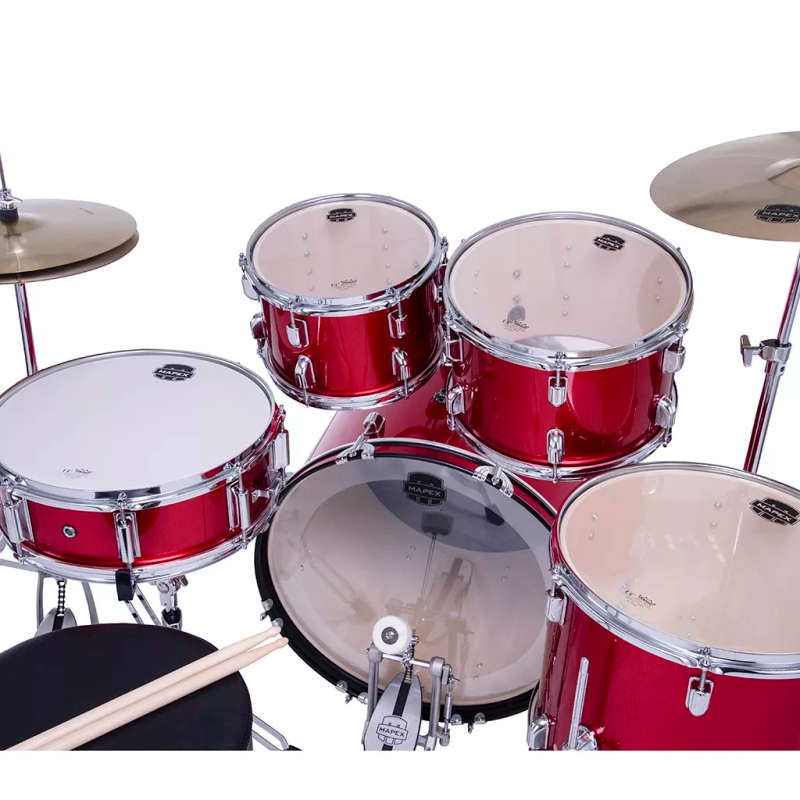 Mapex COMET Rock Drum Kit - Infra Red (with 3 Cymbals & 5-Piece Hardware)
