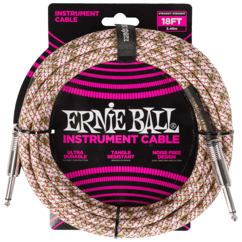 Ernie Ball Straight/Straight Braided Instrument Cable - 18ft (5.5M) - Emerald Argyle