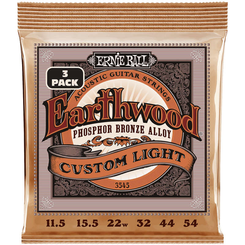 Ernie Ball Earthwood Phosphor Bronze Acoustic Guitar Strings - (11.5-54) - 3-Pack