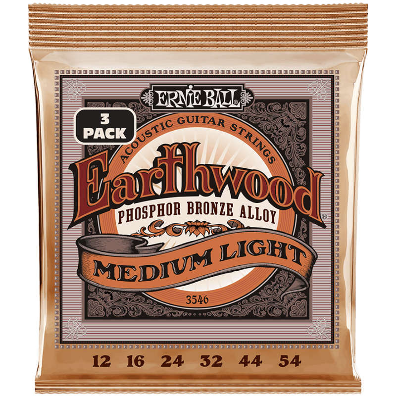 Ernie Ball Earthwood Phosphor Bronze Acoustic Guitar Strings - (12-54) - 3-Pack