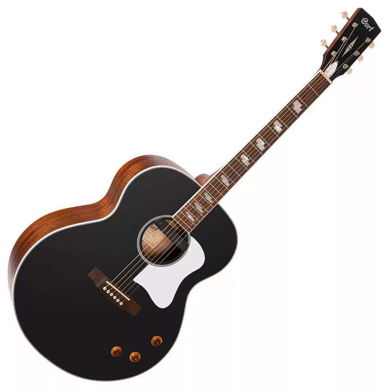 Cort CJ Retro Acoustic-Electric Guitar  - Vintage Black Matte (With Bag)