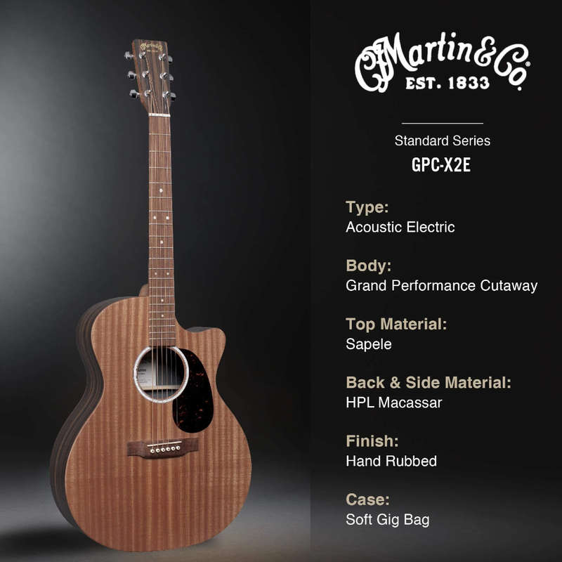 Martin X Series  GPC-X2E Macassar - Satin Natural