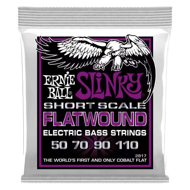 Ernie Ball Power Slinky Flatwound Short Scale Electric Bass Strings 50-110 Gauge