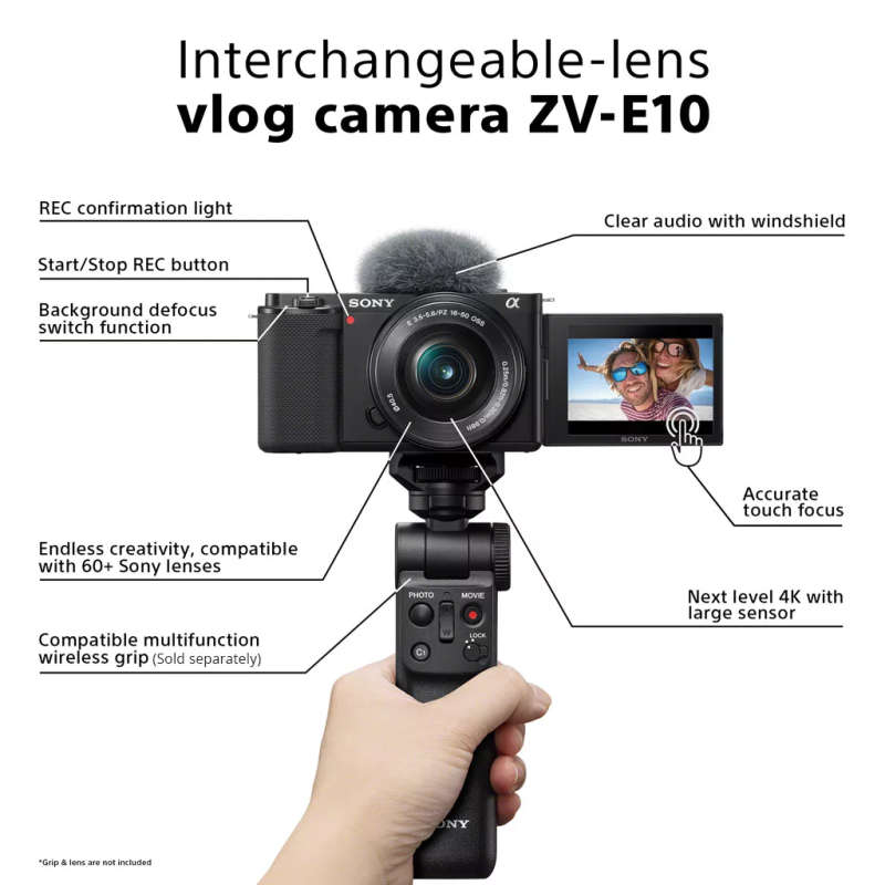 Sony ZV-E10 Interchangeable-Lens Camera for Vlogging with 16-50mm Lens