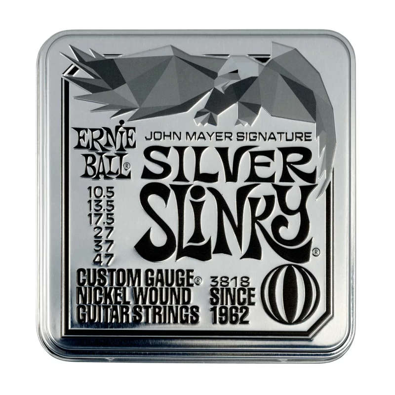 Ernie Ball John Mayer Silver Slinky Signature Electric Guitar Strings 3-pack Tin - 10.5-47 gauge