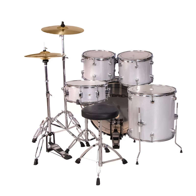 Hybrid HD5 5-Piece Drum Kit - Laser Silver