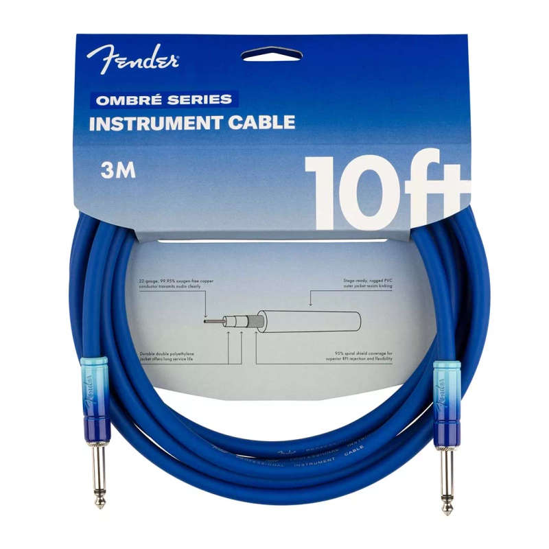 Fender Ombré Instrument Cable, Straight/Straight, 10', Belair Blue