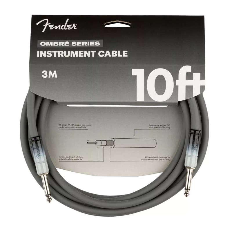 Fender Ombré Instrument Cable, Straight/Straight, 10', Silver Smoke