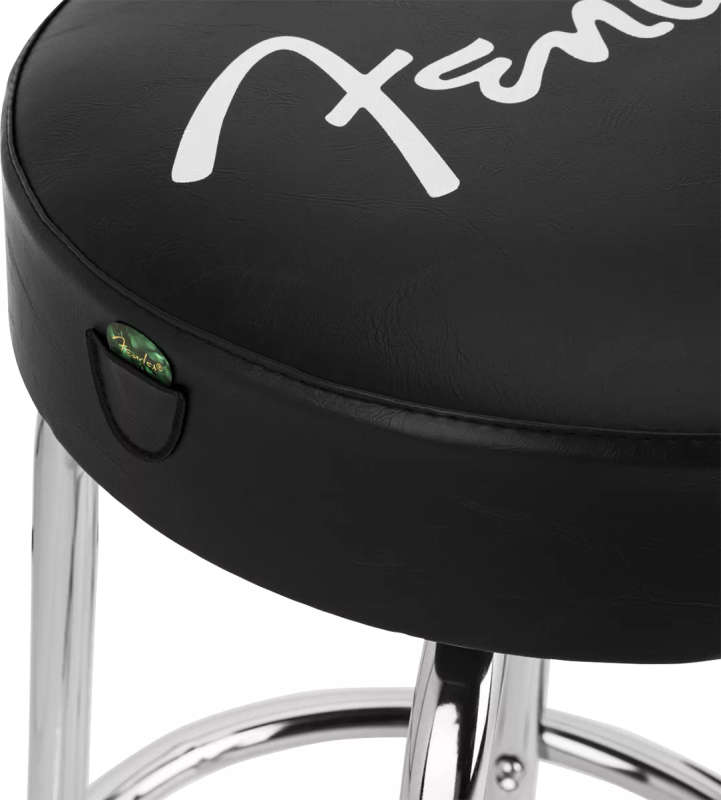 Fender® Spaghetti Logo Pick Pouch Barstool, Black/Chrome, 30" - (stock issue)