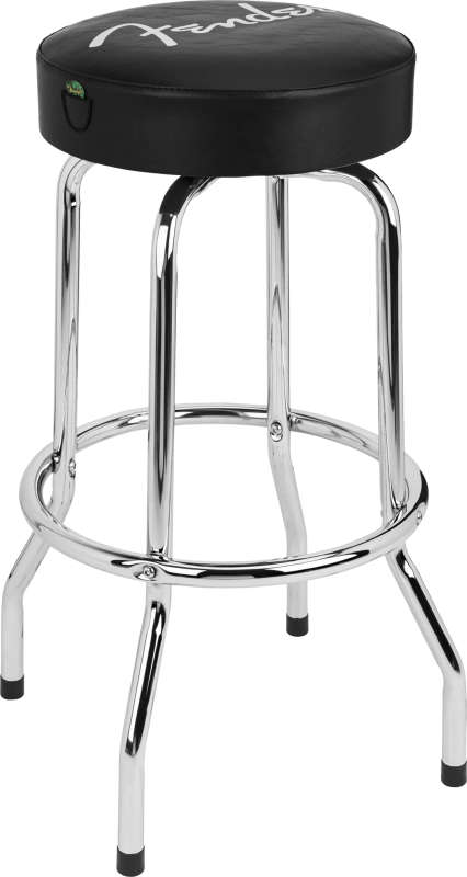 Fender® Spaghetti Logo Pick Pouch Barstool, Black/Chrome, 30" - (stock issue)
