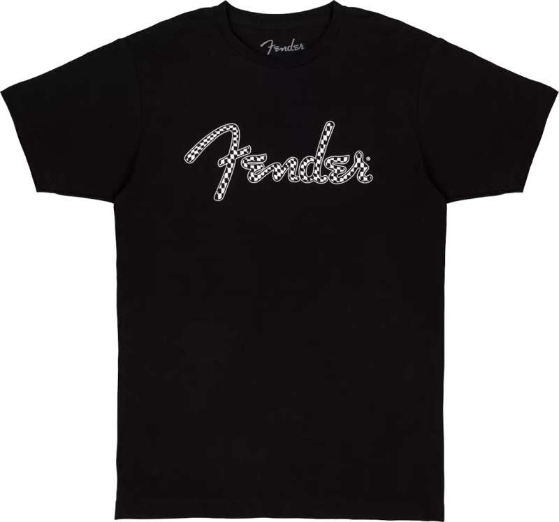Fender® Spaghetti Wavy Checker Logo Tee, Black, L