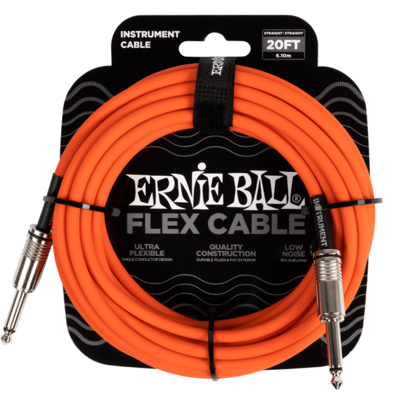 Ernie Ball Flex Instrument Cable Straight/Straight 20ft - Orange