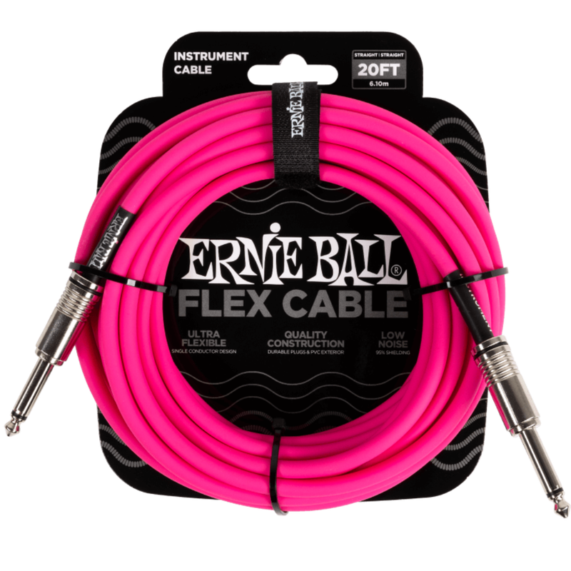 Ernie Ball Flex Instrument Cable Straight/Straight 20ft - Pink