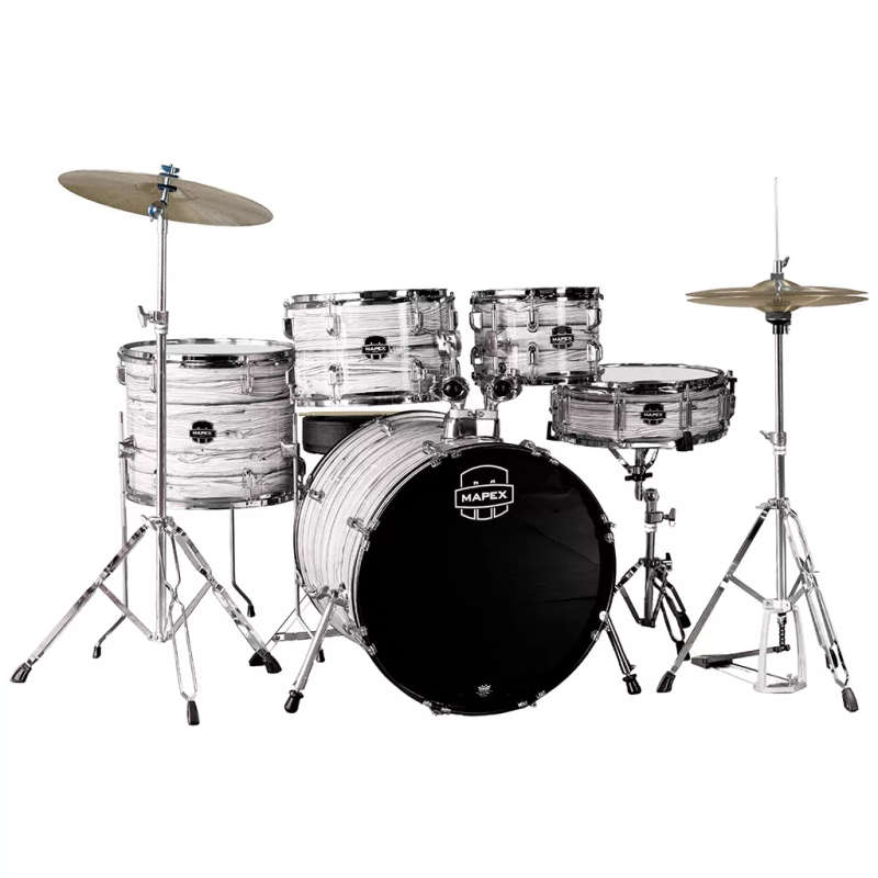 Mapex COMET Rock Drum Kit - White Marblewood (with 2 Cymbals & 4-Piece Hardware)