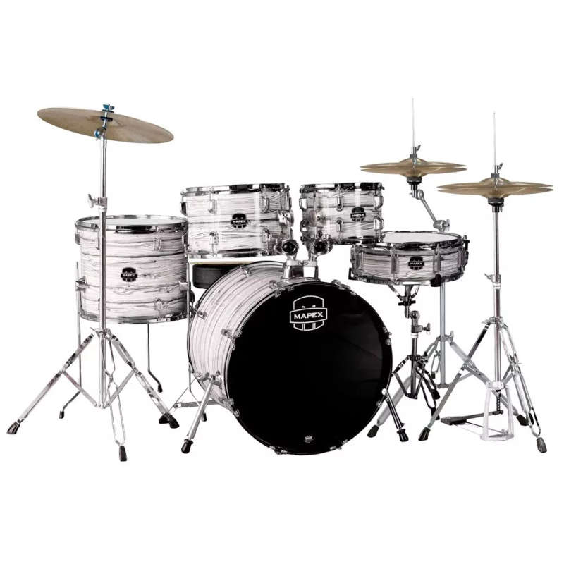 Mapex COMET Rock Drum Kit - White Marblewood (with 3 Cymbals & 5-Piece Hardware)
