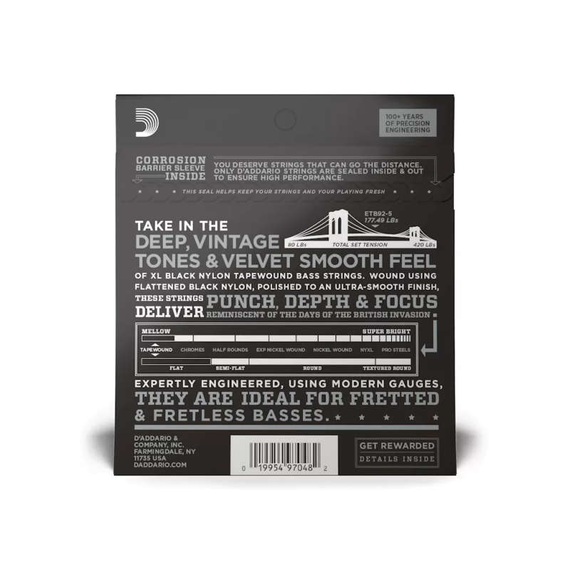 D'Addario 50-135 Medium 5-String Long Scale Bass Strings