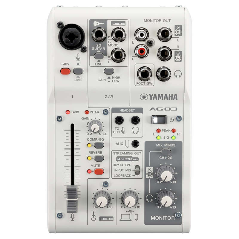 Yamaha AG03 Mk2 3-channel Mixer and USB Audio Interface - White