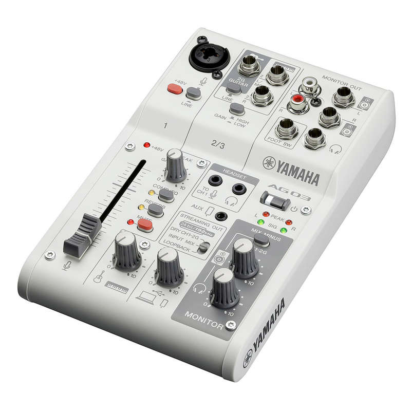 Yamaha AG03 Mk2 3-channel Mixer and USB Audio Interface - White