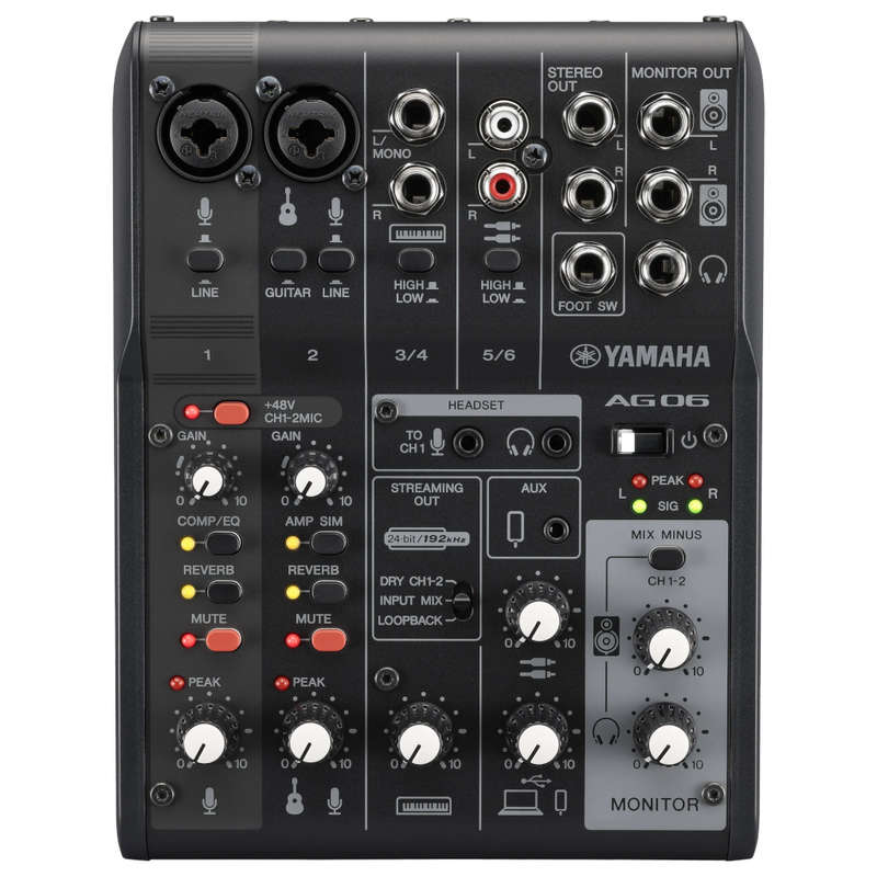 Yamaha AG06 Mk2 6-channel Mixer and USB Audio Interface - Black