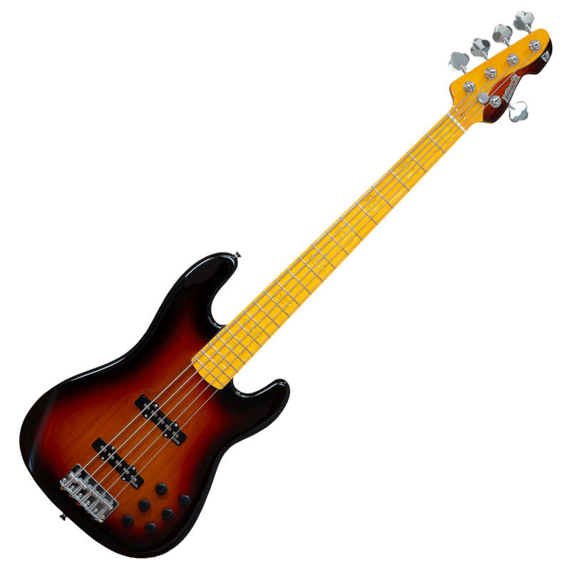 MB GV 5 Gloxy CR MP 5-String Bass Guitar - 3-Tone Sunburst