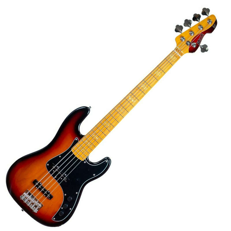 Markbass MB GV 5 Gloxy CR MP 5-String Passive Bass Guitar - 3-Tone Sunburst