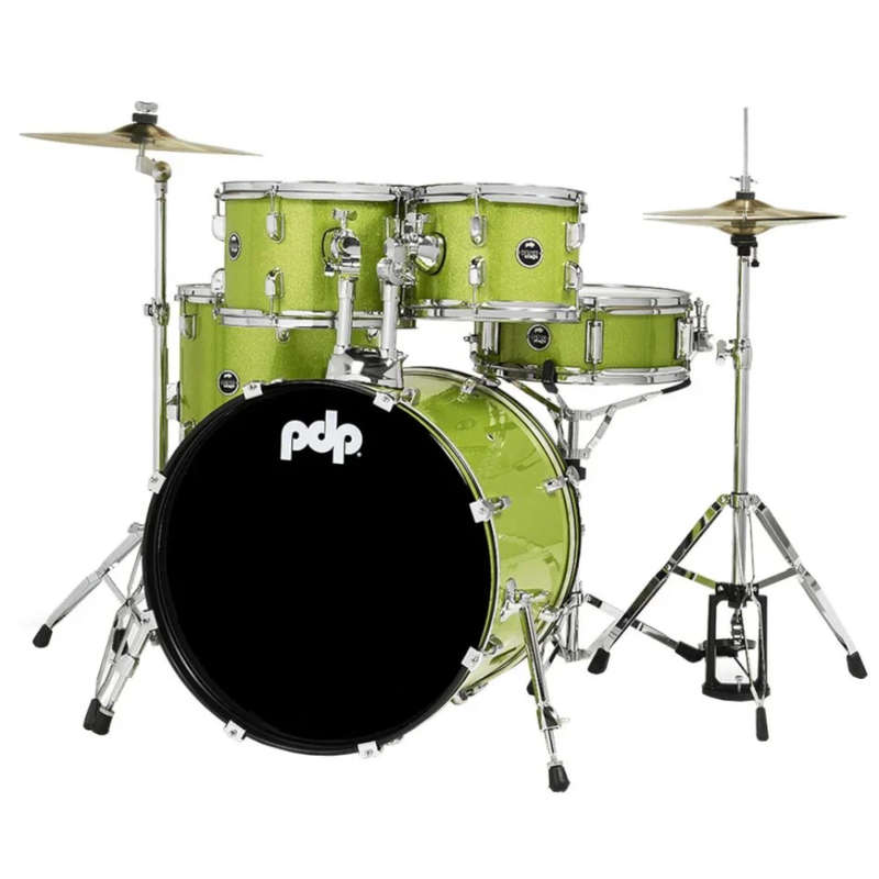 PDP Center Stage PDCE2215KTEL 5-piece Complete Drum Set with Cymbals - Electric Green Sparkle