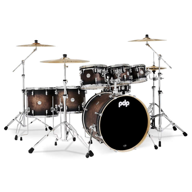 PDP Concept Maple 7-piece Shell Pack - Satin Charcoal Burst - (Excludes Hardware and Cymbals)