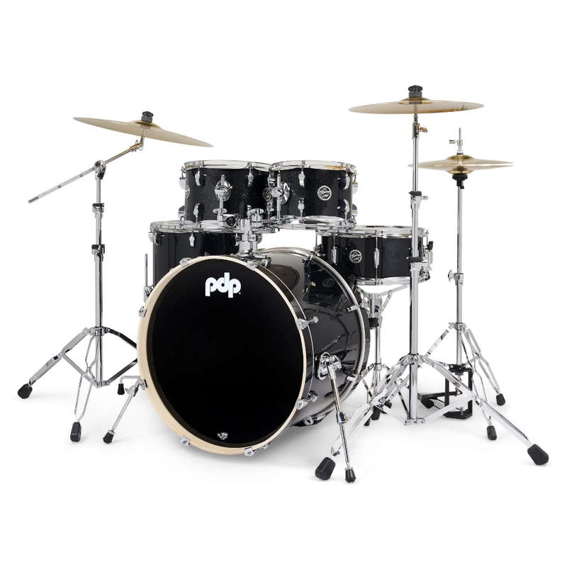 PDP Mainstage 5-piece Complete Drum Set with Paiste Cymbals - Black Sparkle