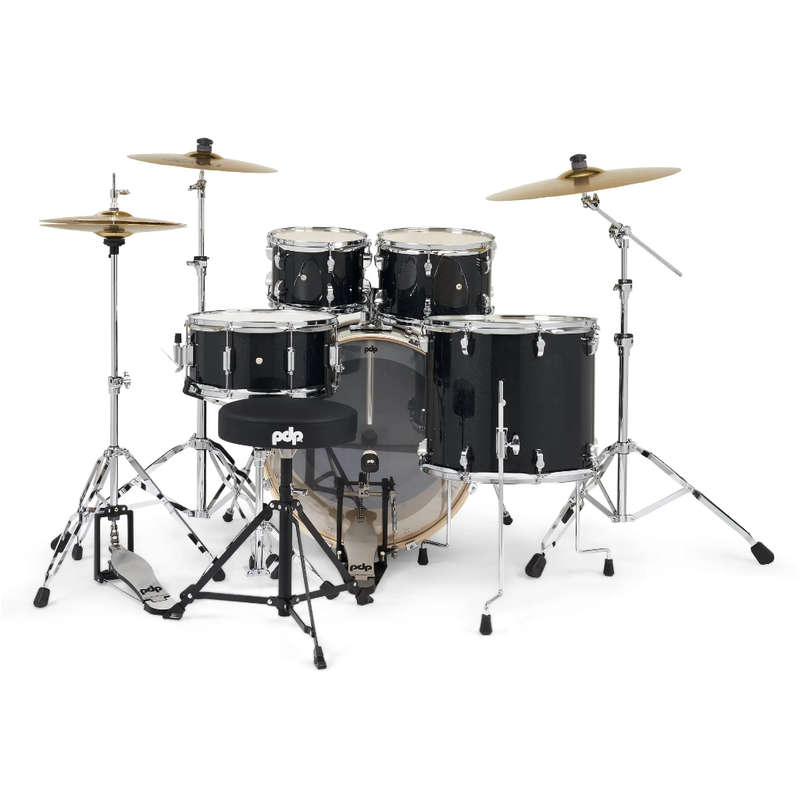 PDP Mainstage 5-piece Complete Drum Set with Paiste Cymbals - Black Sparkle