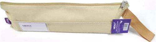 Nexx Fabric 1 Pocket 33cm Pencil Bag-Colour Beige Brown Single Compartment 1 x Easy Slide Zip Clo...