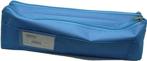 Nexx Fabric 2 Pocket 33cm Pencil Bag-Colour Light Blue Dual Compartments 2 x Easy Slide Zip Closu...