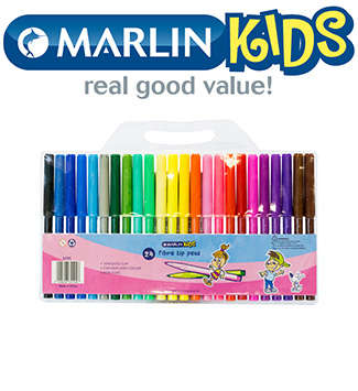 Marlin Kids Fibre Tip Koki Colour Pens -Pack Of 24 Ergonomic Grip Design Ideal For Children's Han...