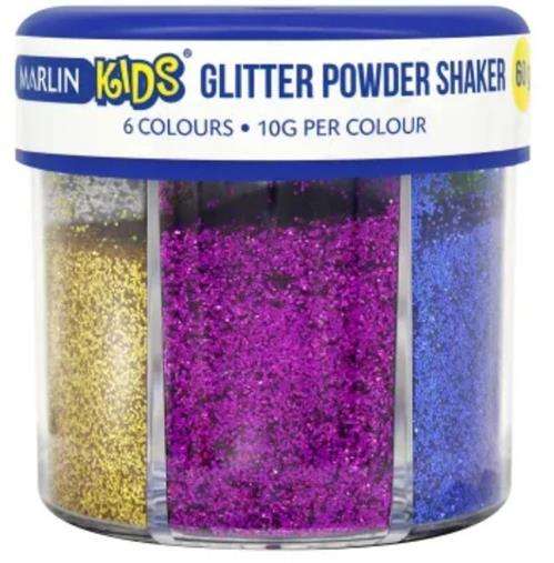 Marlin Kids 6 Colours Glitter Powder Shaker 60g- 6 Vibrant Colours 10g Per Concentrated Glitter C...